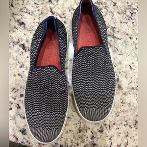 Rothy’s Navy and White Slip-On Loafers